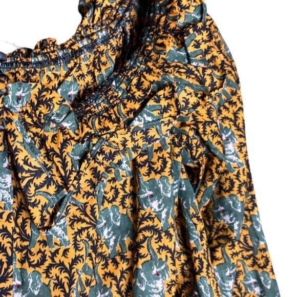 J Crew Elephant Ruffle Off the Shoulder Button Up Ruffled Top - Picture 3 of 5